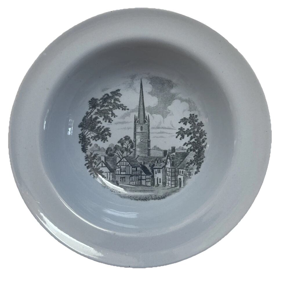 JG Meakin Romantic England Herefordshire Weobley Snack Dish Blue On Blue MCM